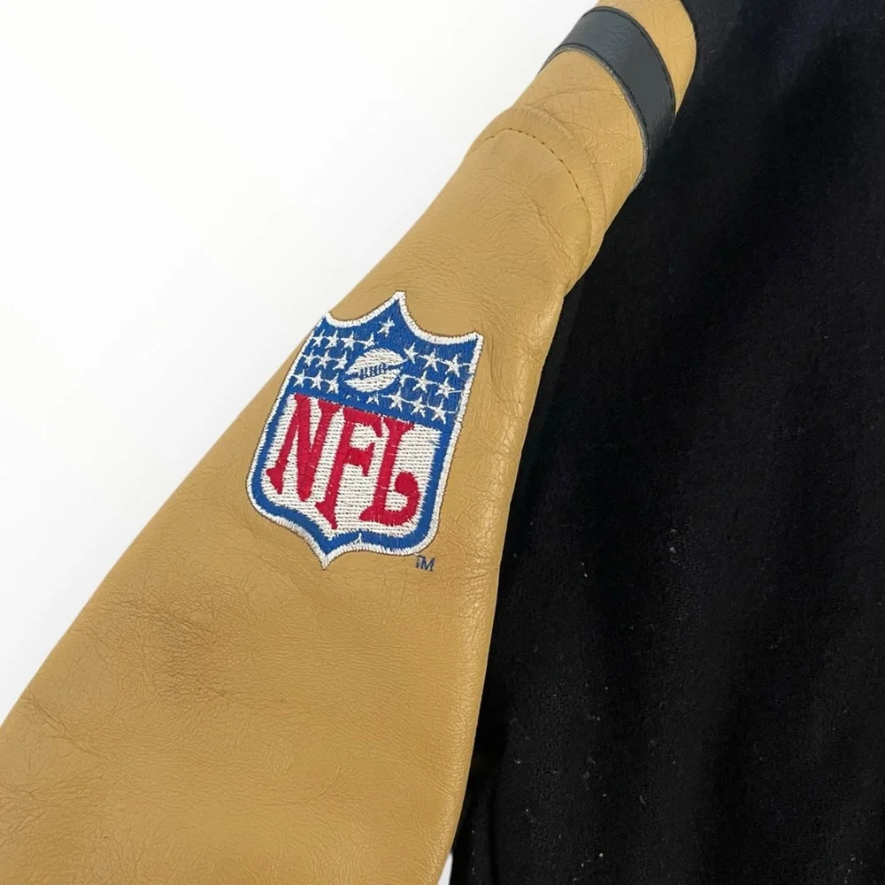 VTG 90s Y2K Men’s M NFL on Fox SportsVarsity Jacket Wool Leather - Picture 8 of 13